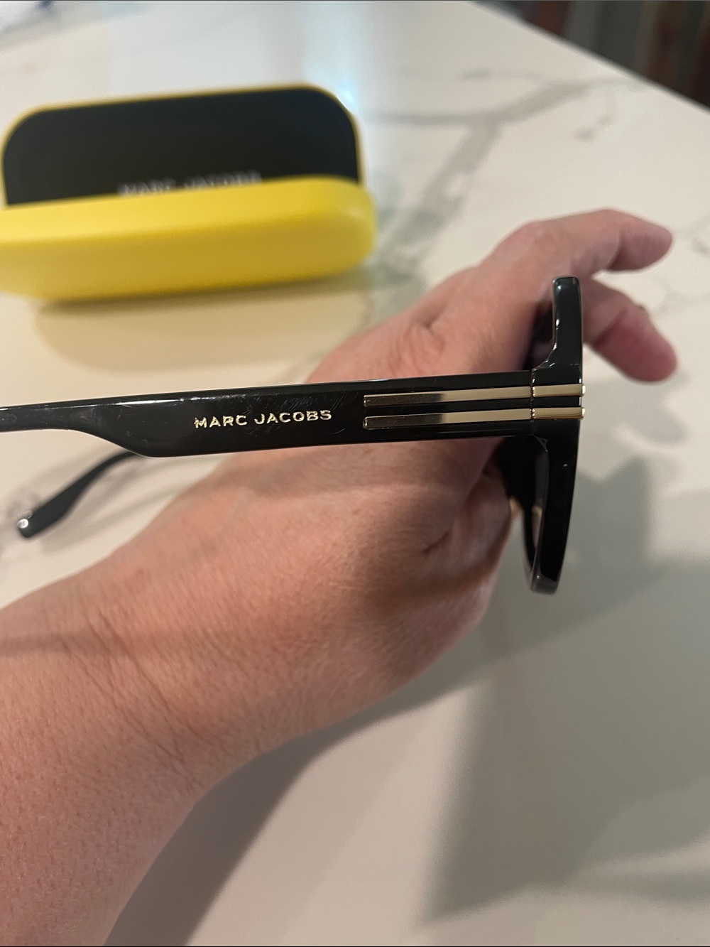 Marc Jacobs Black and Gold Square Aviator Sunglasses - Picture 8 of 9